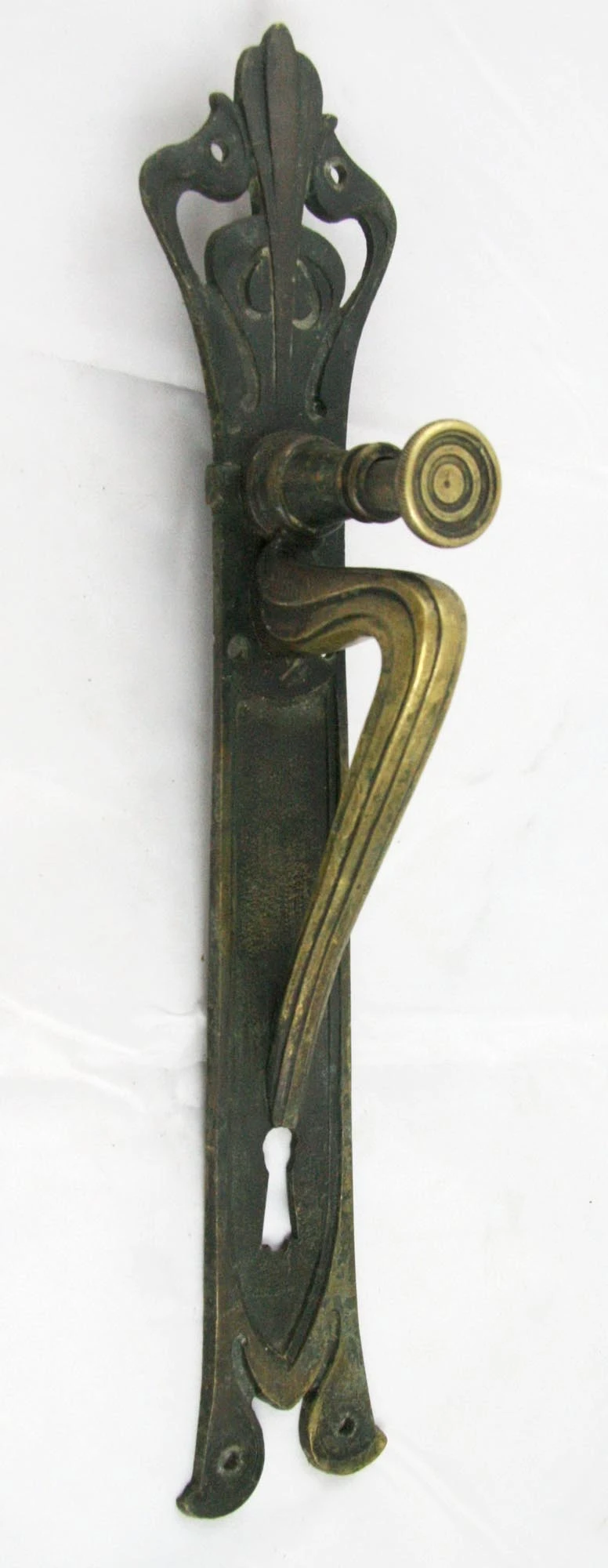 Antique European 12.5 In. Art Nouveau Push Button Door Pull 7 Antique European 12.5 In. Art Nouveau Push Button Door Pull - Image 5