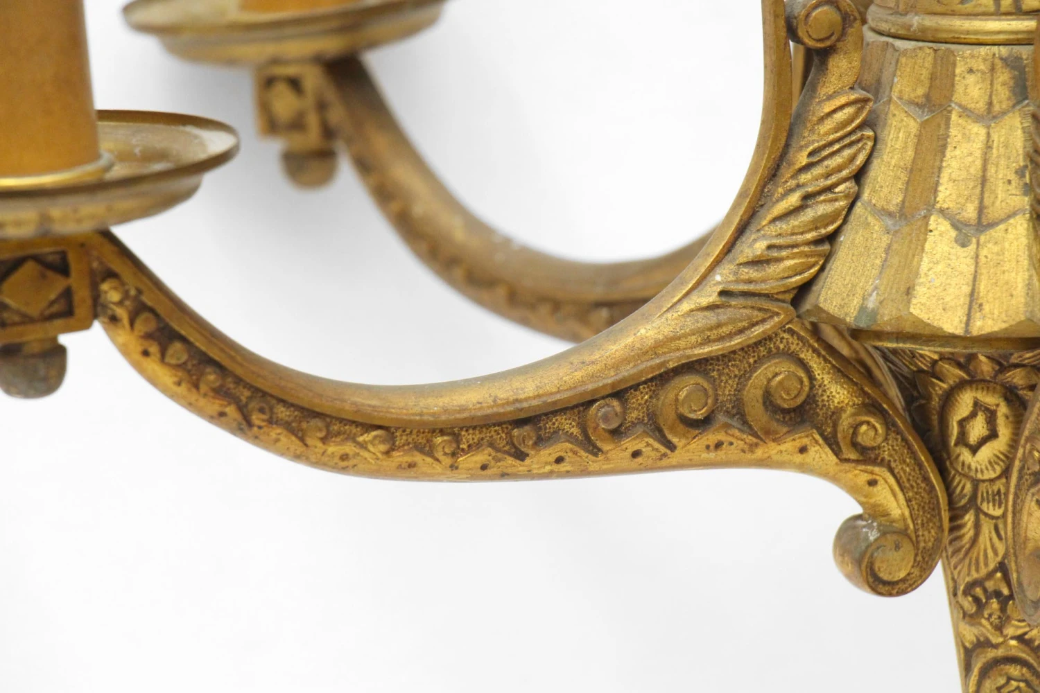 Art Deco French 5 Light Cast Bronze Chandelier 7 Art Deco French 5 Light Cast Bronze Chandelier - Image 5