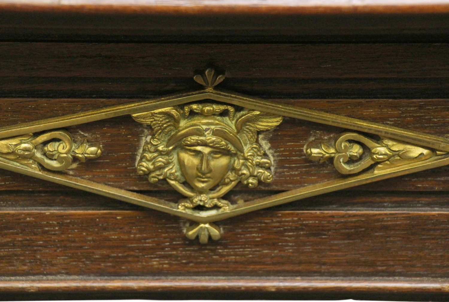 Antique Art Nouveau Carved Oak Mantel With Appliques 7 Antique Art Nouveau Carved Oak Mantel With Appliques - Image 5