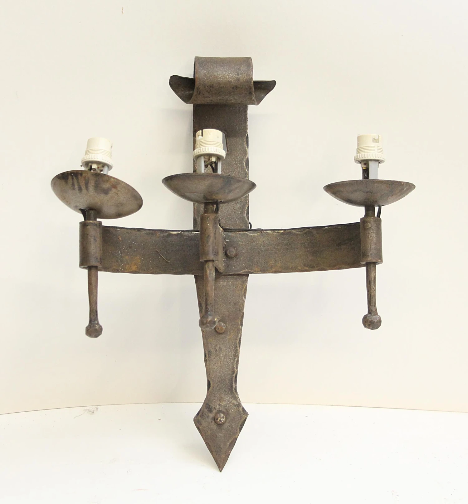 Set Of Three Arts & Crafts Iron Wall Sconces 11 Set Of Three Arts & Crafts Iron Wall Sconces - Image 9