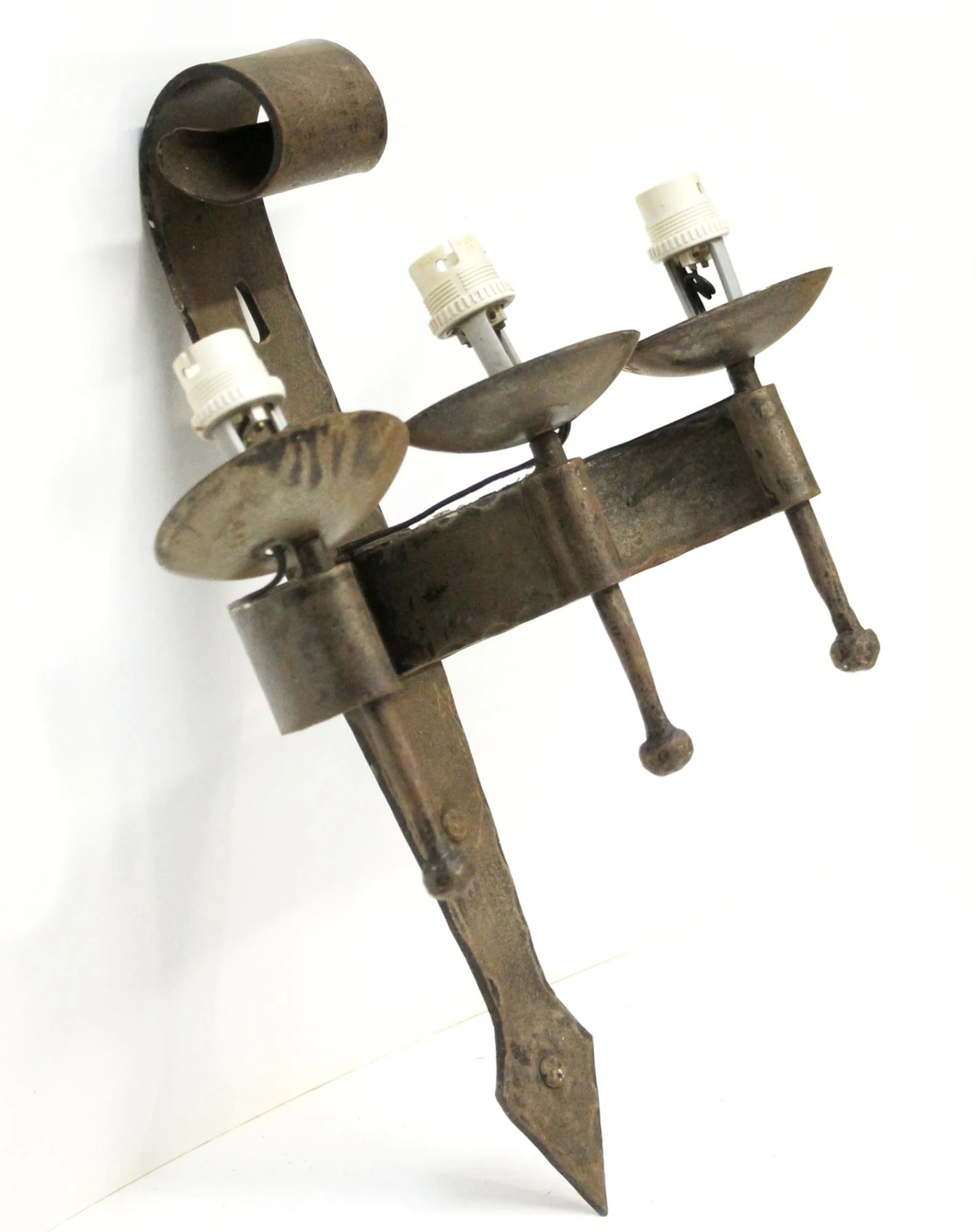 Set Of Three Arts & Crafts Iron Wall Sconces 12 Set Of Three Arts & Crafts Iron Wall Sconces - Image 10