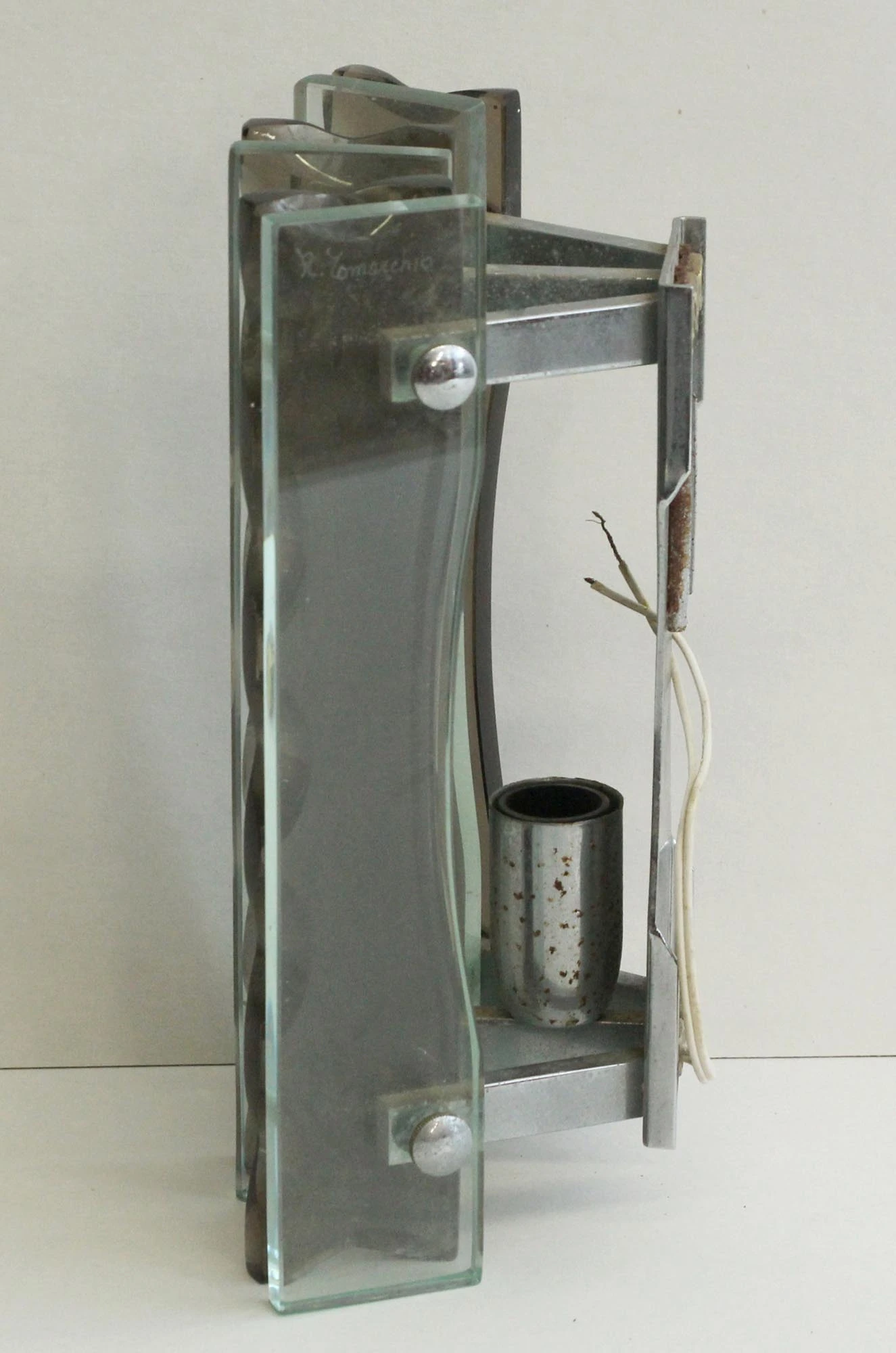 Pair Of Mid Century Glass Wall Sconces 8 Pair Of Mid Century Glass Wall Sconces - Image 6