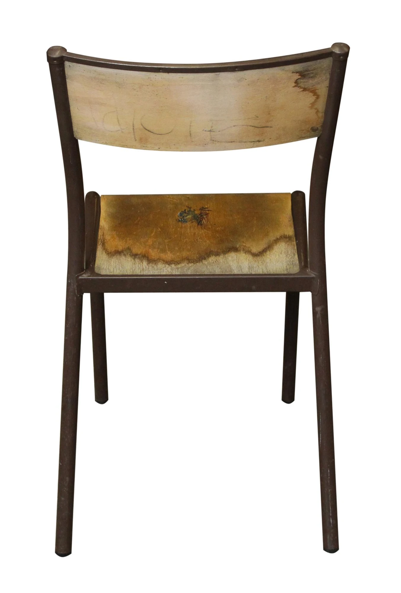 Vintage Brown Metal Wooden School Chair 6 Vintage Brown Metal Wooden School Chair - Image 4