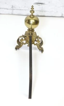 Pair Of Antique Victorian Edith Cavell Brass Andirons 11 Pair Of Antique Victorian Edith Cavell Brass Andirons -OGT Sale Store 21bel10580 05