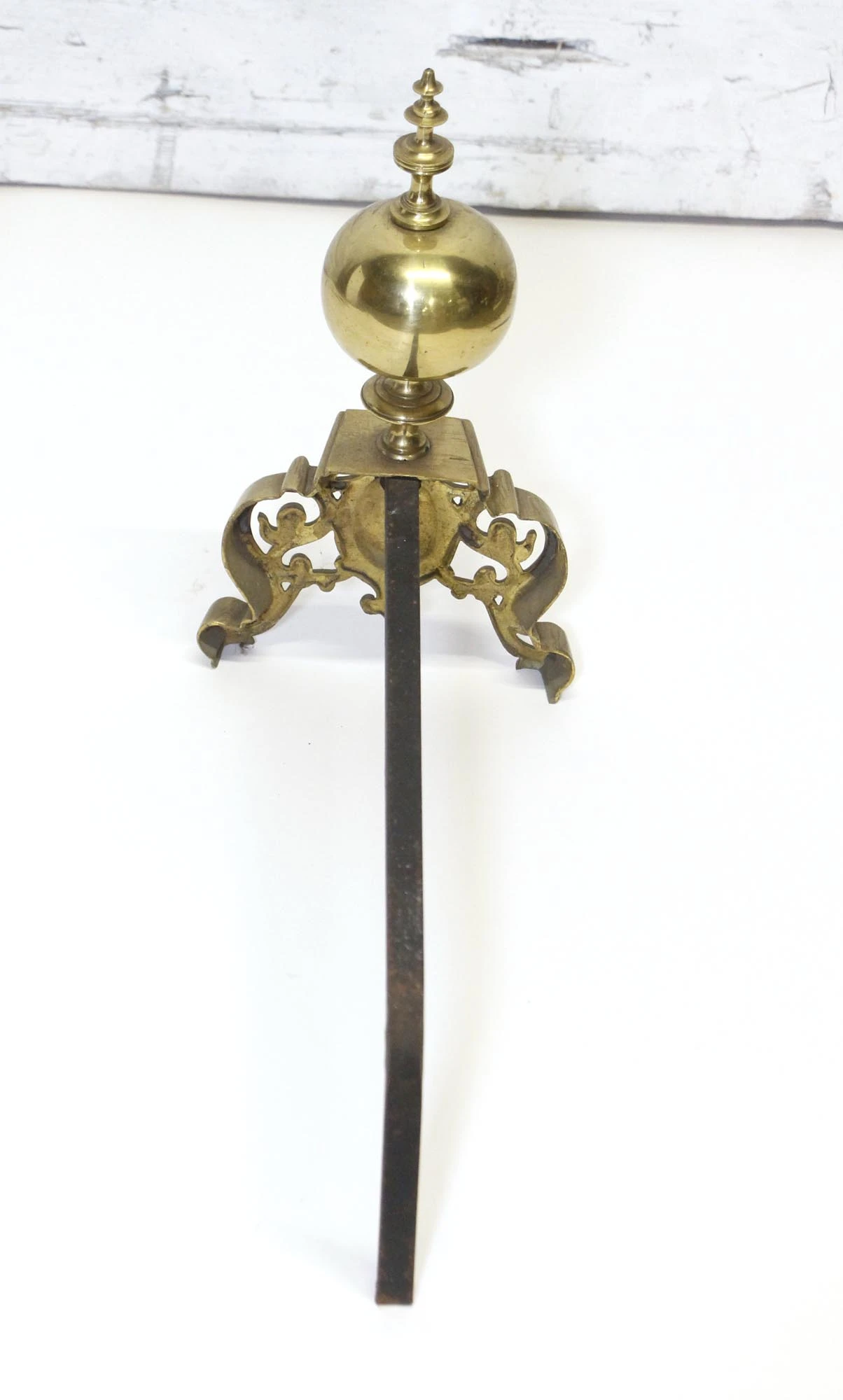 Pair Of Antique Victorian Edith Cavell Brass Andirons 7 Pair Of Antique Victorian Edith Cavell Brass Andirons - Image 5