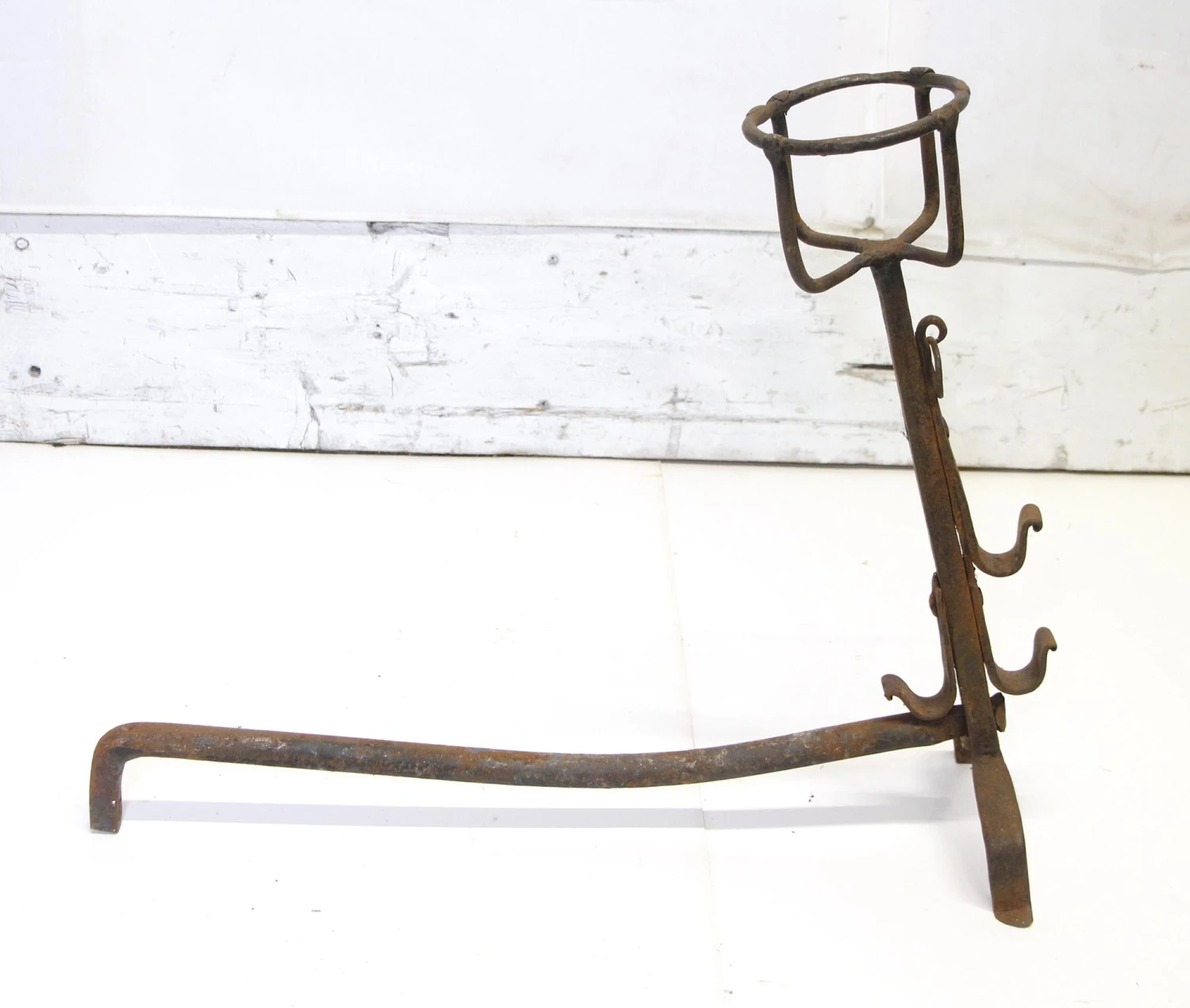 Pair Of Primitive Wrought Iron Antique Andirons 9 Pair Of Primitive Wrought Iron Antique Andirons - Image 7