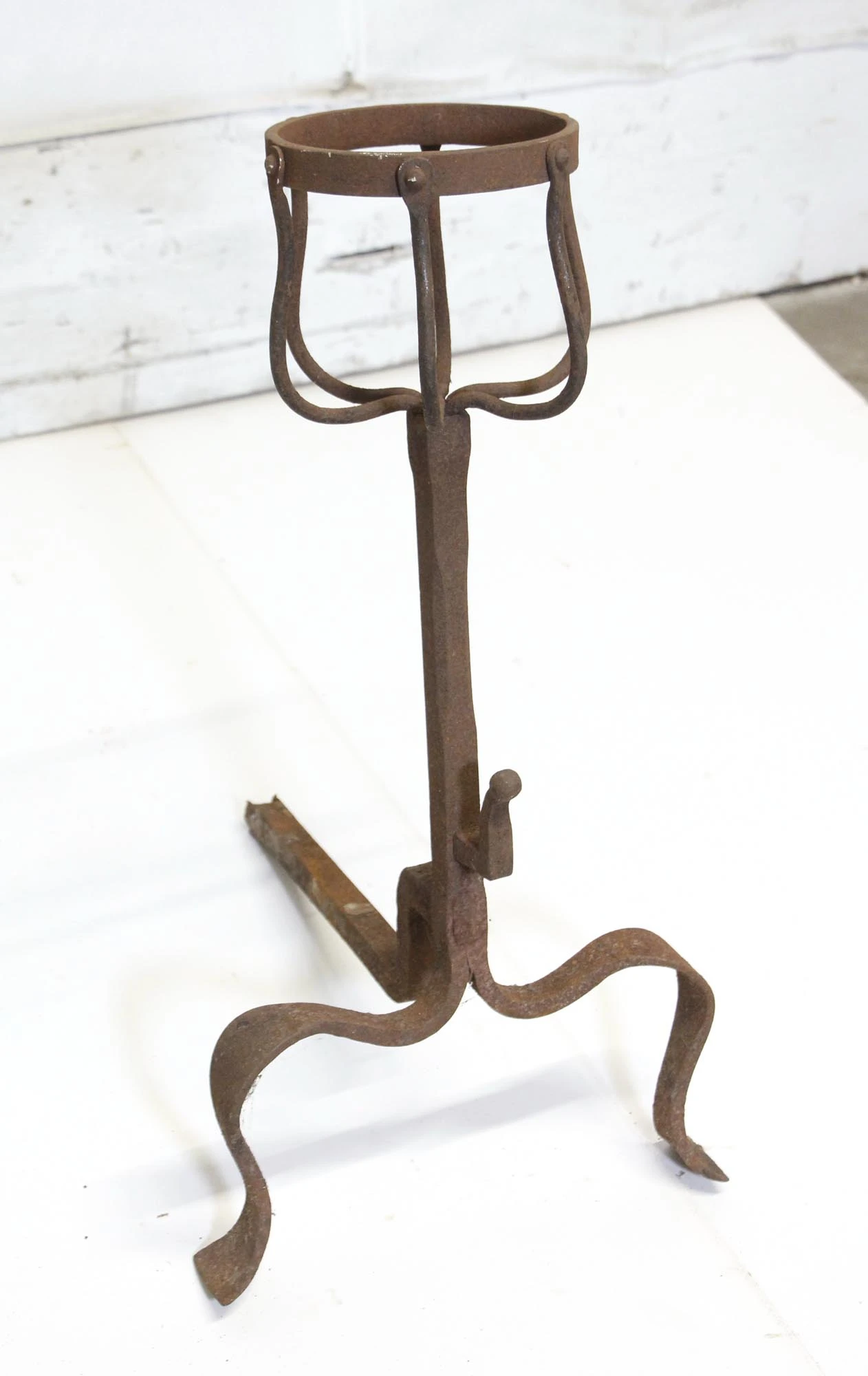 Pair Of Primitive Wrought Iron ‘Montignies’ Andirons 6 Pair Of Primitive Wrought Iron ‘Montignies’ Andirons - Image 4