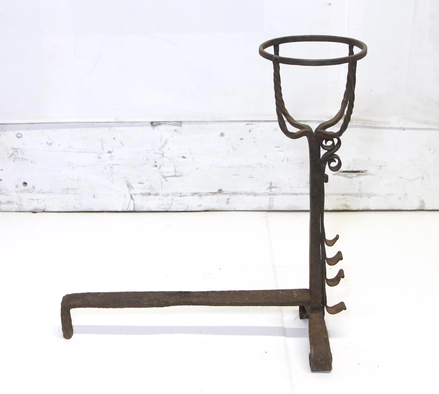 Pair Of Antique Primitive Wrought Iron Andirons 10 Pair Of Antique Primitive Wrought Iron Andirons - Image 8