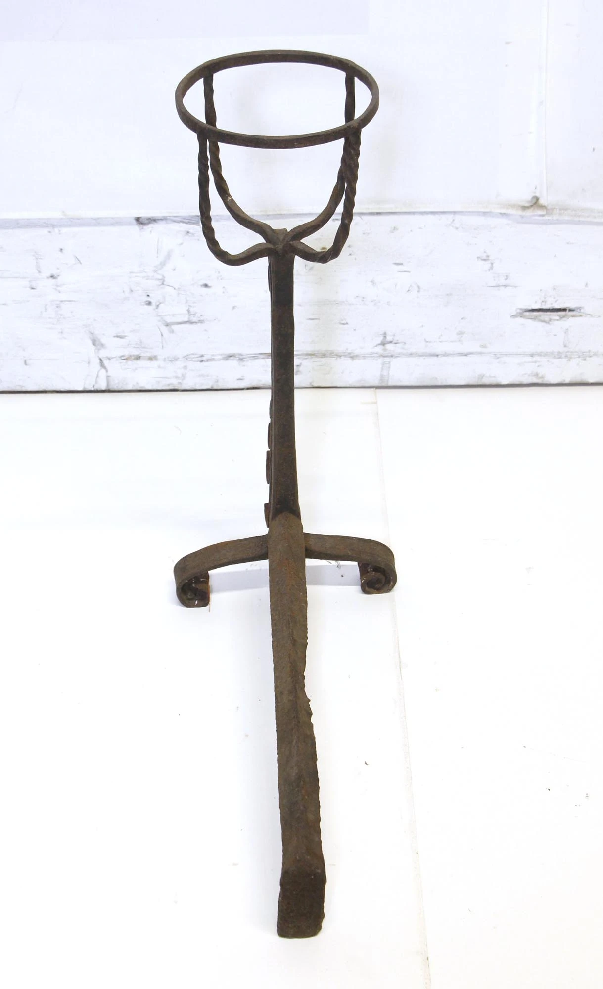 Pair Of Antique Primitive Wrought Iron Andirons 11 Pair Of Antique Primitive Wrought Iron Andirons - Image 9