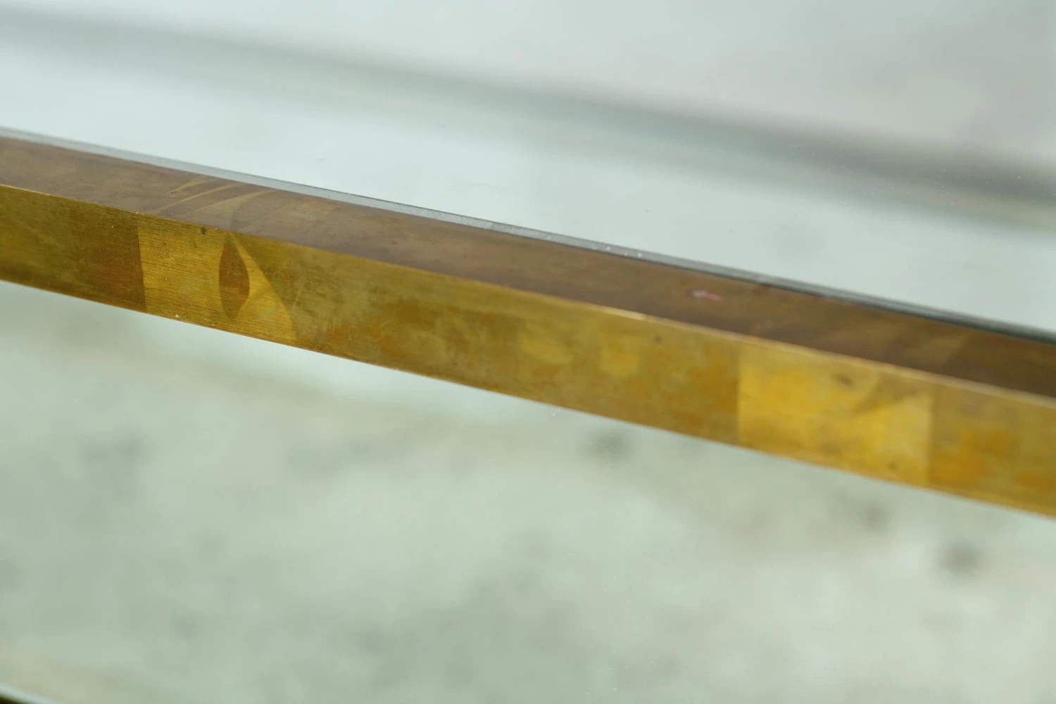 European Vintage 43 In. Brass & Clear Glass Display Case Table 8 European Vintage 43 In. Brass & Clear Glass Display Case Table - Image 6