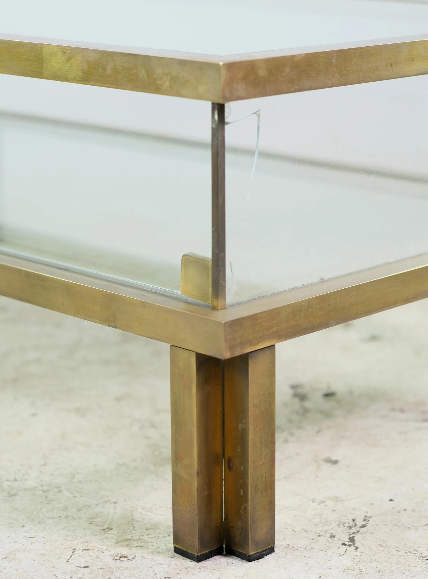 European Vintage 43 In. Brass & Clear Glass Display Case Table 10 European Vintage 43 In. Brass & Clear Glass Display Case Table - Image 8