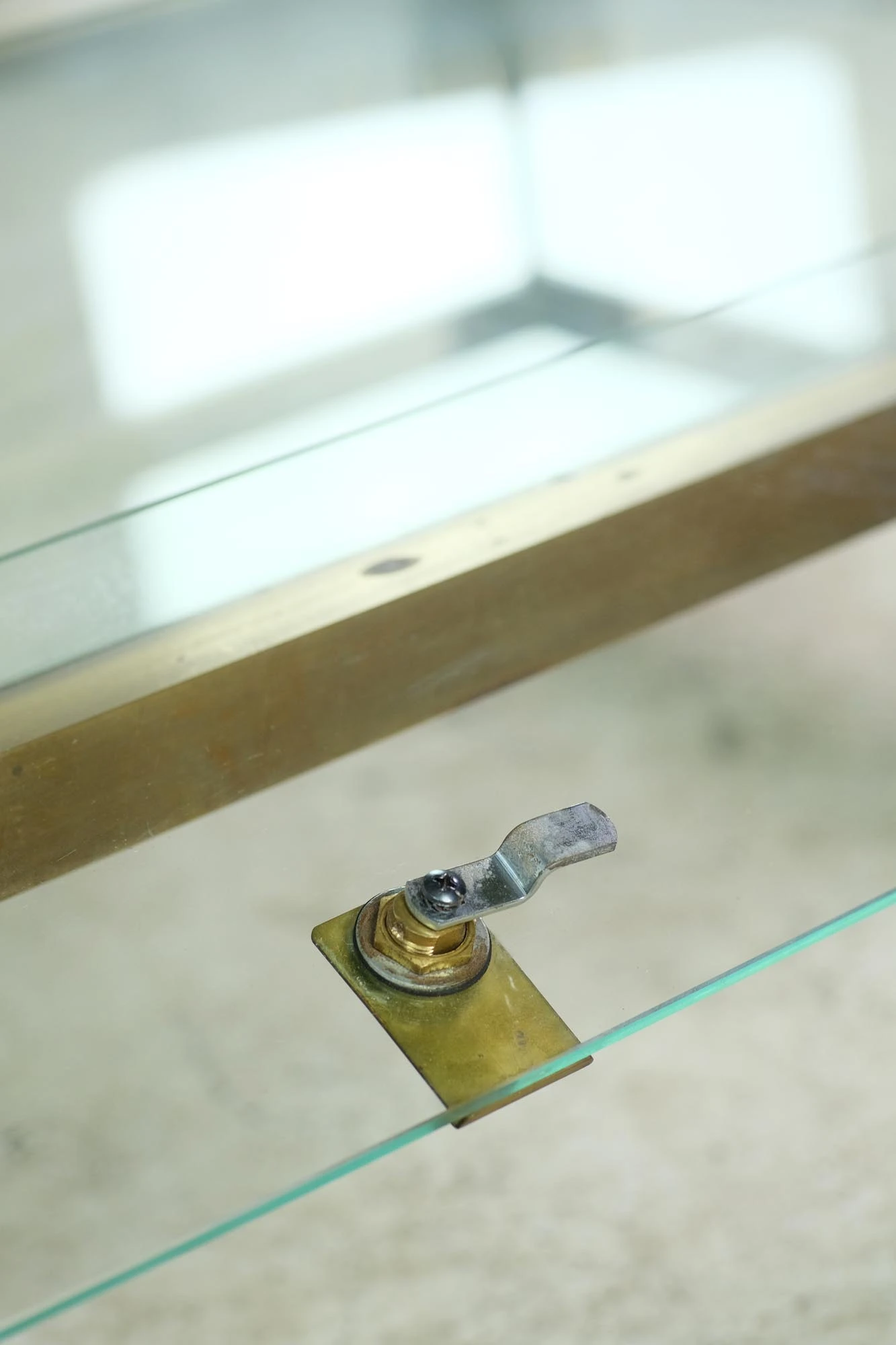 European Vintage 43 In. Brass & Clear Glass Display Case Table 13 European Vintage 43 In. Brass & Clear Glass Display Case Table - Image 11