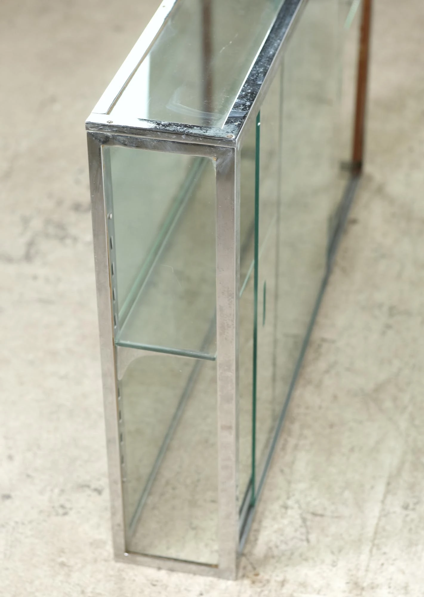 European Chrome Plated Brass & Glass Display Case 14 European Chrome Plated Brass & Glass Display Case - Image 12