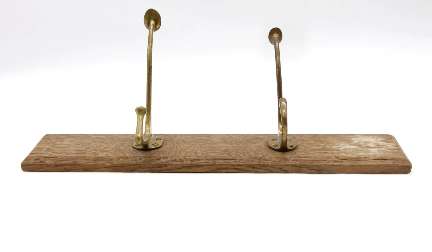 European Vintage Brass Hook Rack On Wooden Plank 7 European Vintage Brass Hook Rack On Wooden Plank - Image 5