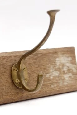 European Vintage Brass Hook Rack On Wooden Plank 20 European Vintage Brass Hook Rack On Wooden Plank -OGT Sale Store 22bel10864 09