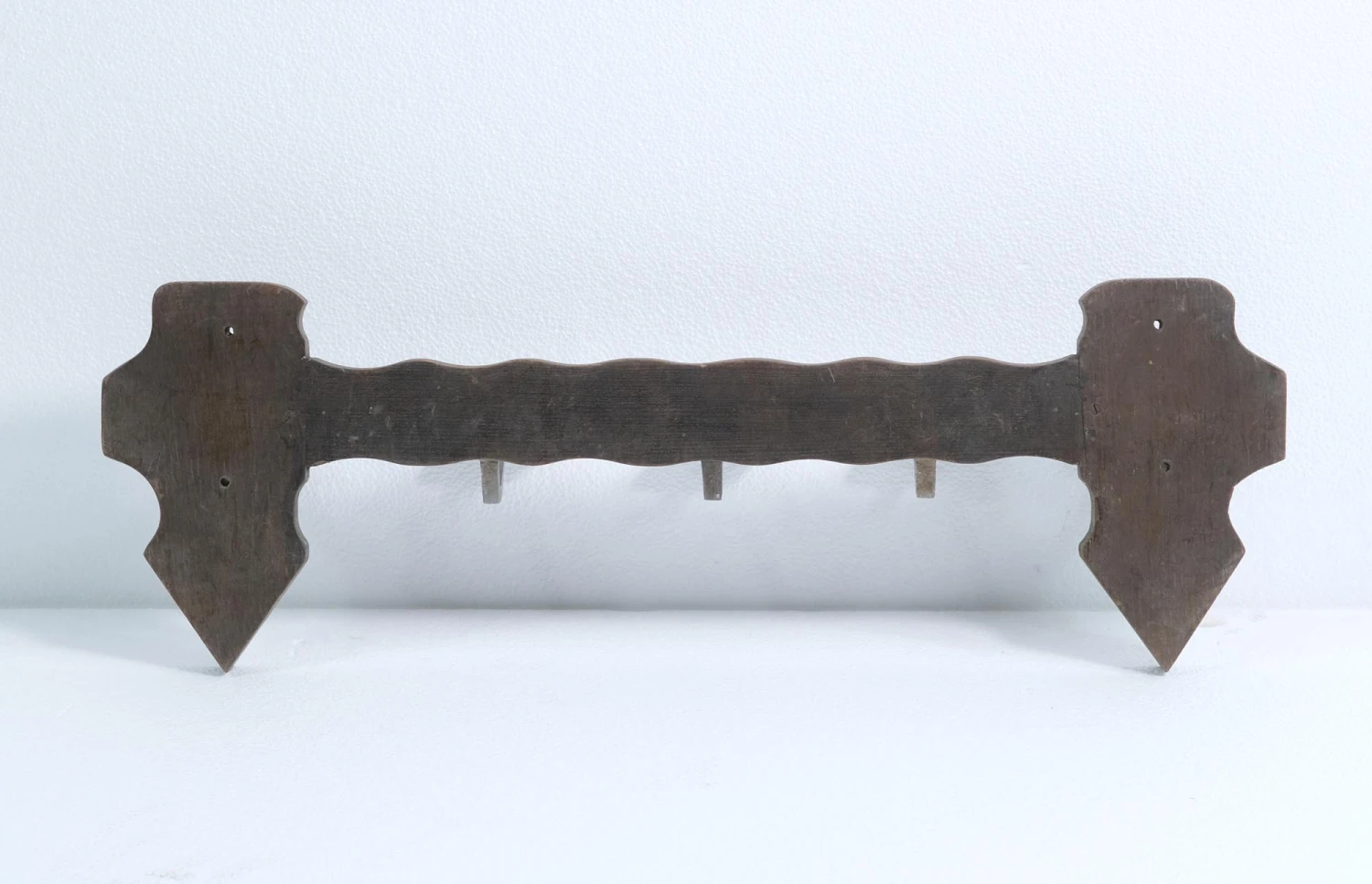 European Art Deco 5 Aluminum Hooks Rustic Wood Wall Rack 7 European Art Deco 5 Aluminum Hooks Rustic Wood Wall Rack - Image 5