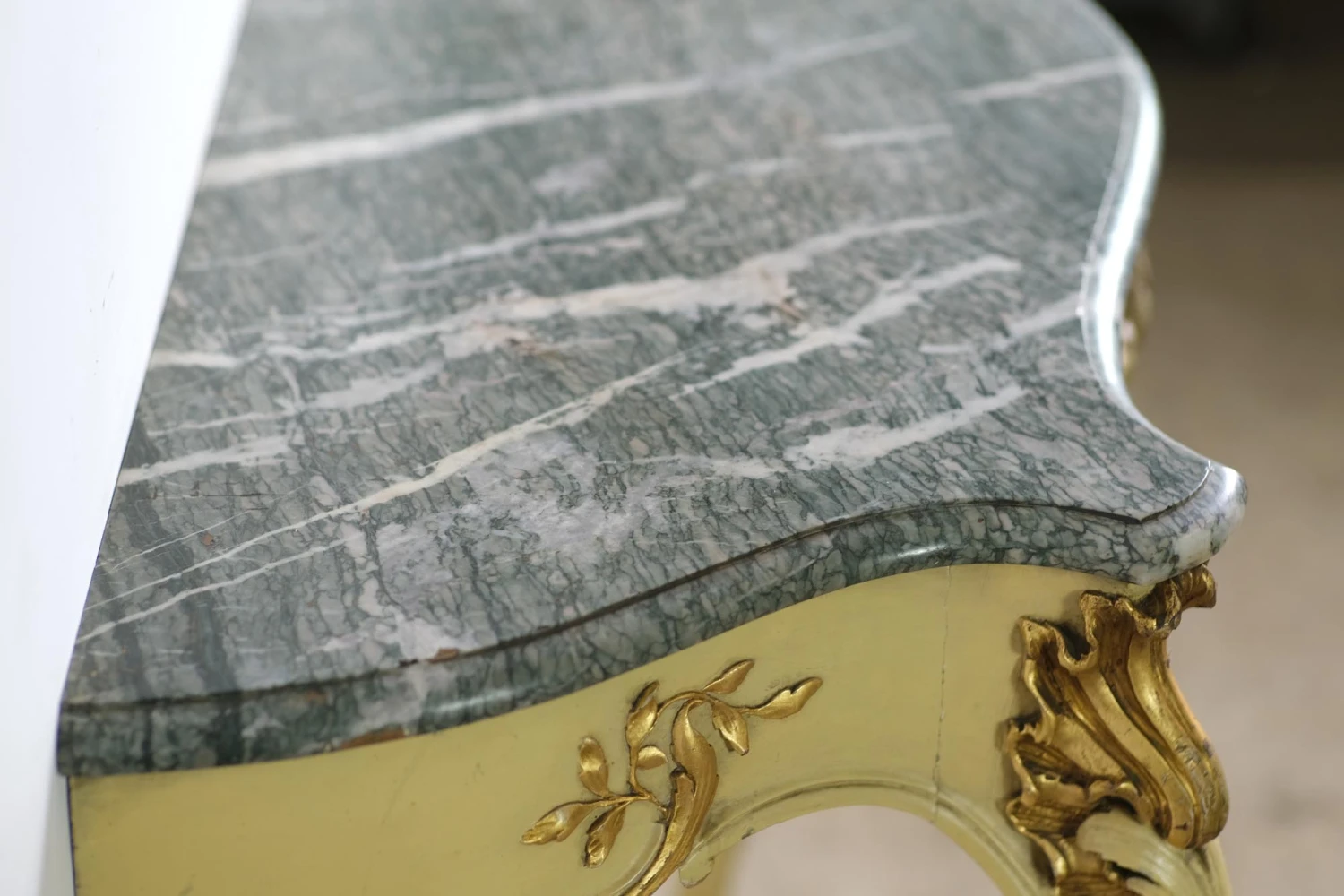 European Italian Rococo Console Table With Green Marble Top 9 European Italian Rococo Console Table With Green Marble Top - Image 7