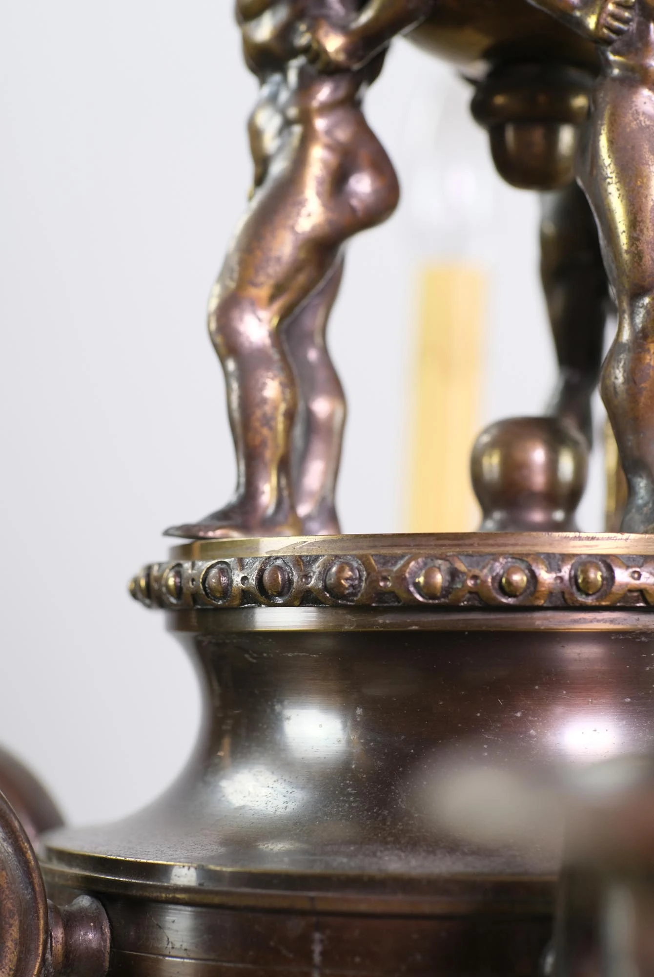 French Empire Bronze Chandelier With 3 Male Atlas Figures 8 French Empire Bronze Chandelier With 3 Male Atlas Figures - Image 6