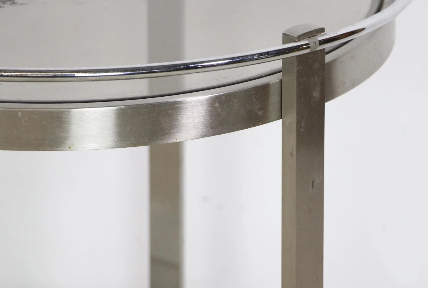 European Nickeled Steel Round Tinted Glass Bar Cart 10 European Nickeled Steel Round Tinted Glass Bar Cart - Image 8