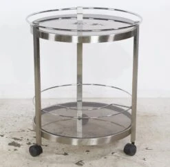 European Nickeled Steel Round Tinted Glass Bar Cart 19 European Nickeled Steel Round Tinted Glass Bar Cart -OGT Sale Store 23bel10843 09