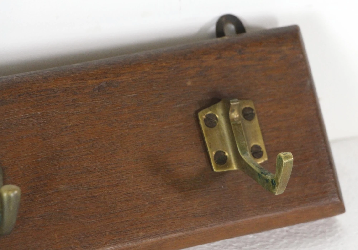 European 3 Brass Hooks Dark Tone Wood Wall Rack 6 European 3 Brass Hooks Dark Tone Wood Wall Rack - Image 4