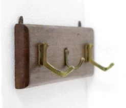 European 3 Brass Hooks Dark Tone Wood Wall Rack 13 European 3 Brass Hooks Dark Tone Wood Wall Rack -OGT Sale Store 23bel10950 05