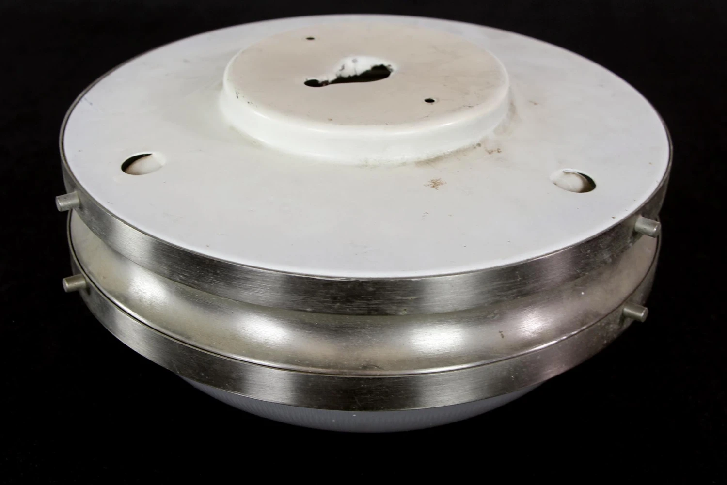 European Mid Century Aluminum & Glass Italian Flush Ceiling Light 7 European Mid Century Aluminum & Glass Italian Flush Ceiling Light - Image 5