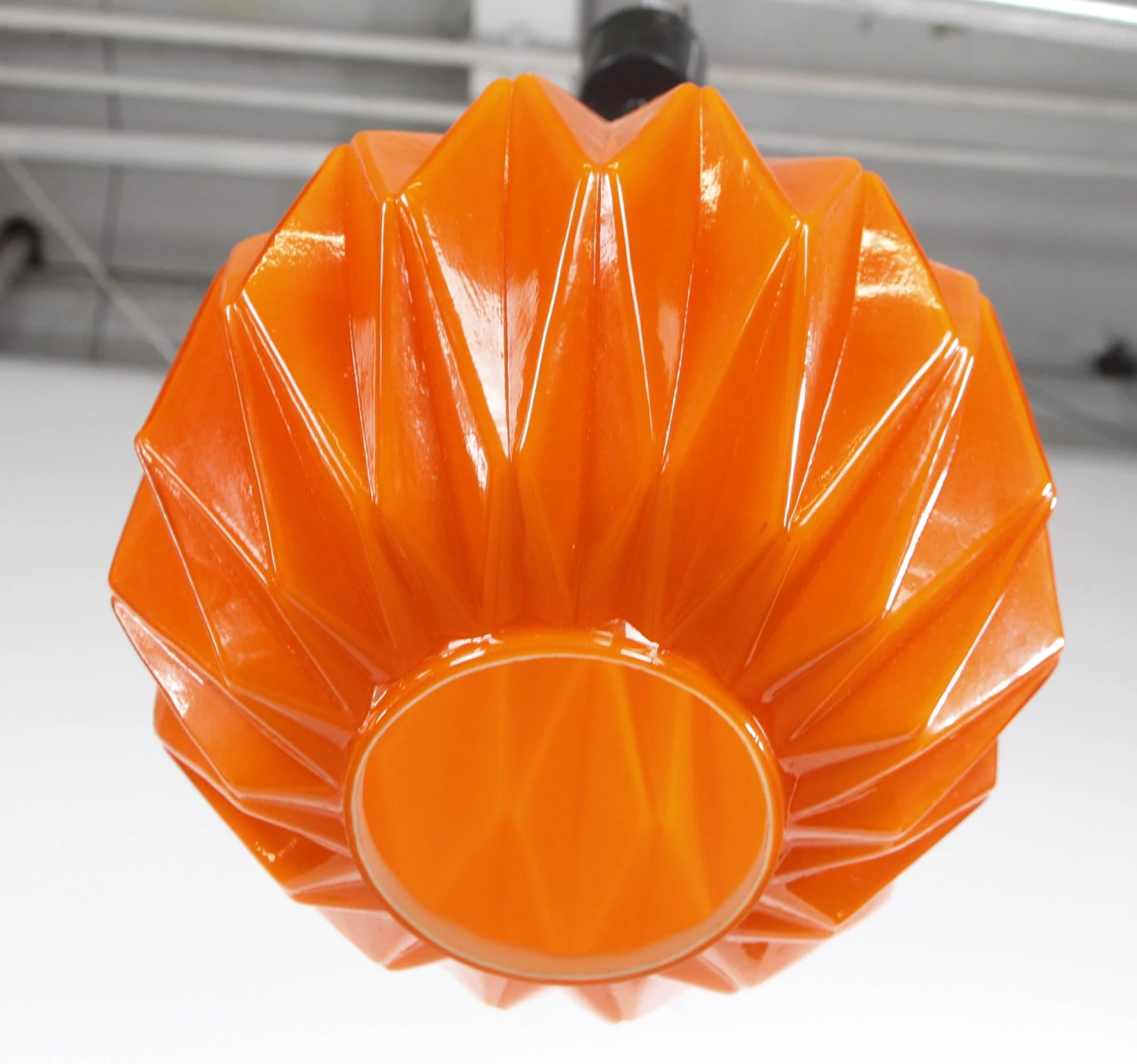 European Mid Century Modern Orange Geometric Glass Pendant Light 8 European Mid Century Modern Orange Geometric Glass Pendant Light - Image 6