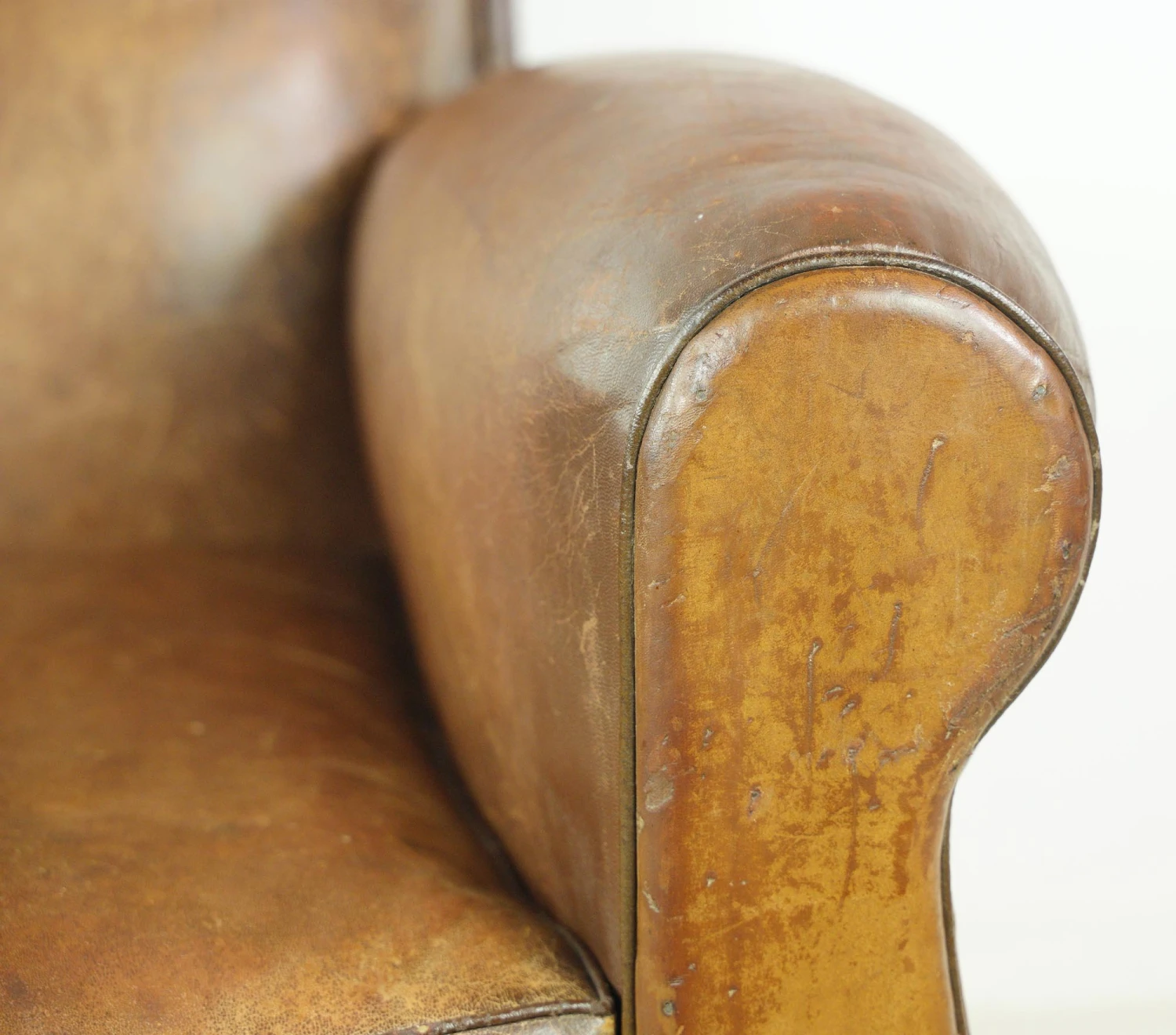 European Brown Leather Steel Studded Club Chair 6 European Brown Leather Steel Studded Club Chair - Image 4