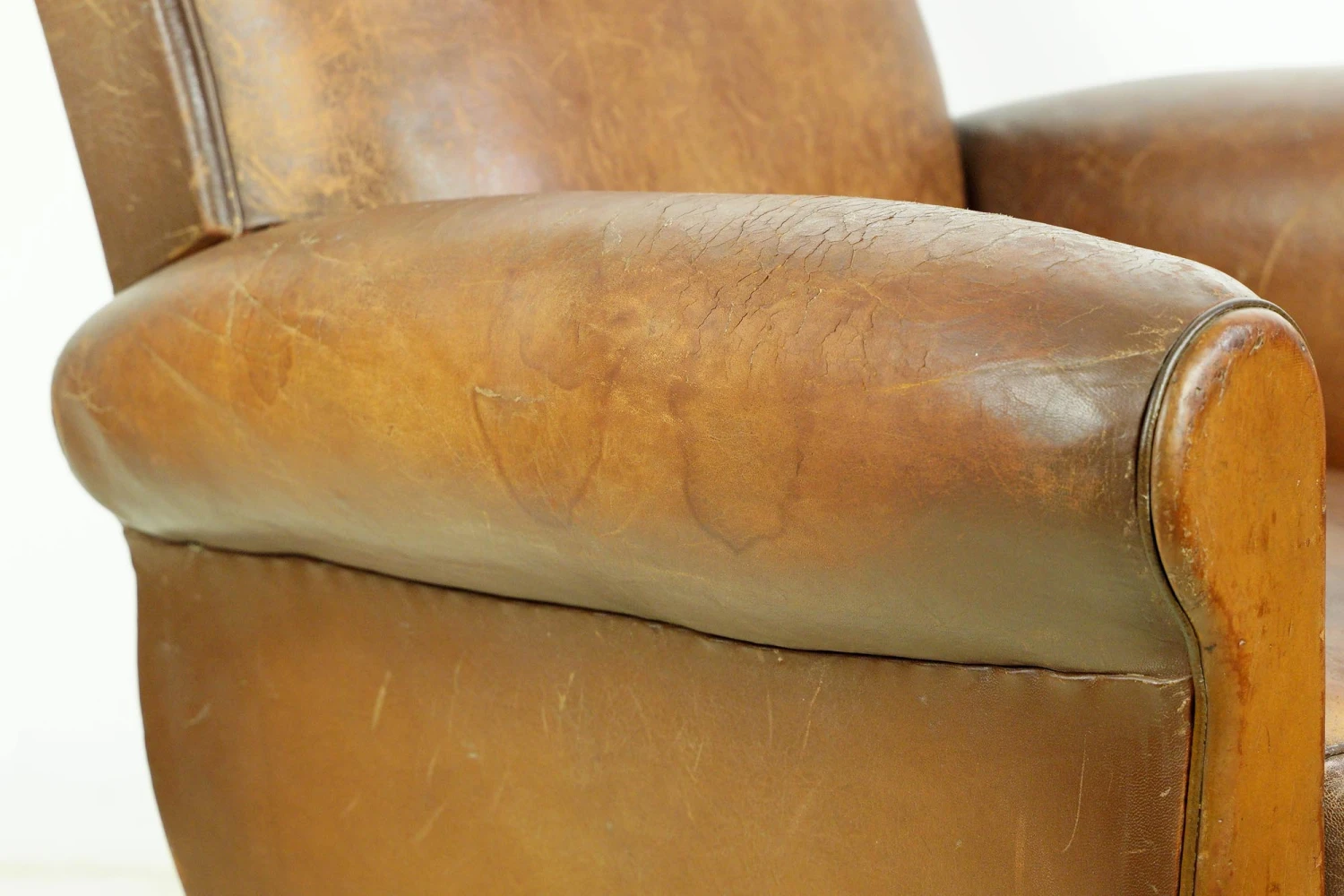 European Brown Leather Steel Studded Club Chair 9 European Brown Leather Steel Studded Club Chair - Image 7