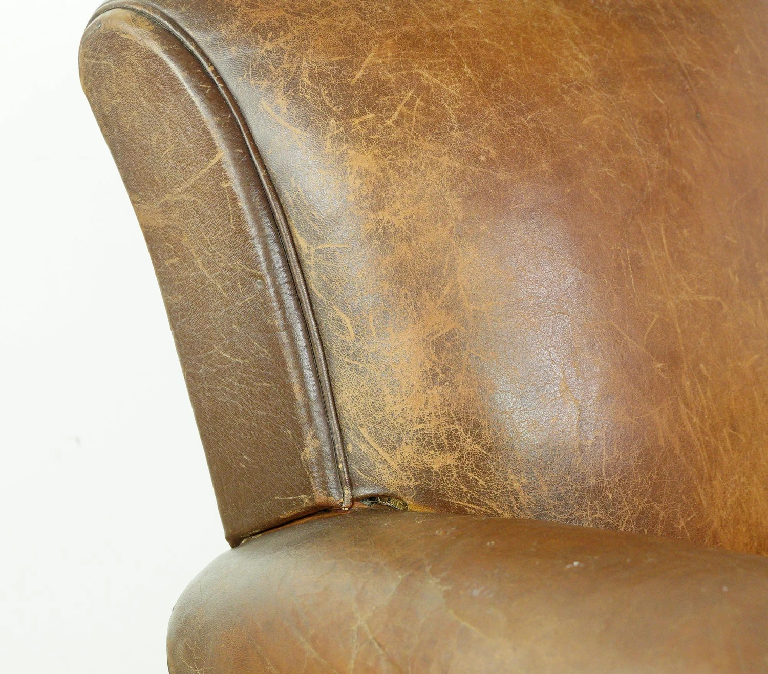 European Brown Leather Steel Studded Club Chair 10 European Brown Leather Steel Studded Club Chair - Image 8