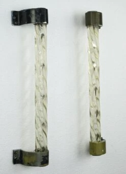 Vintage European Pair Of Glass & Brass Government Door Pulls -OGT Sale Store 24bel11032 12