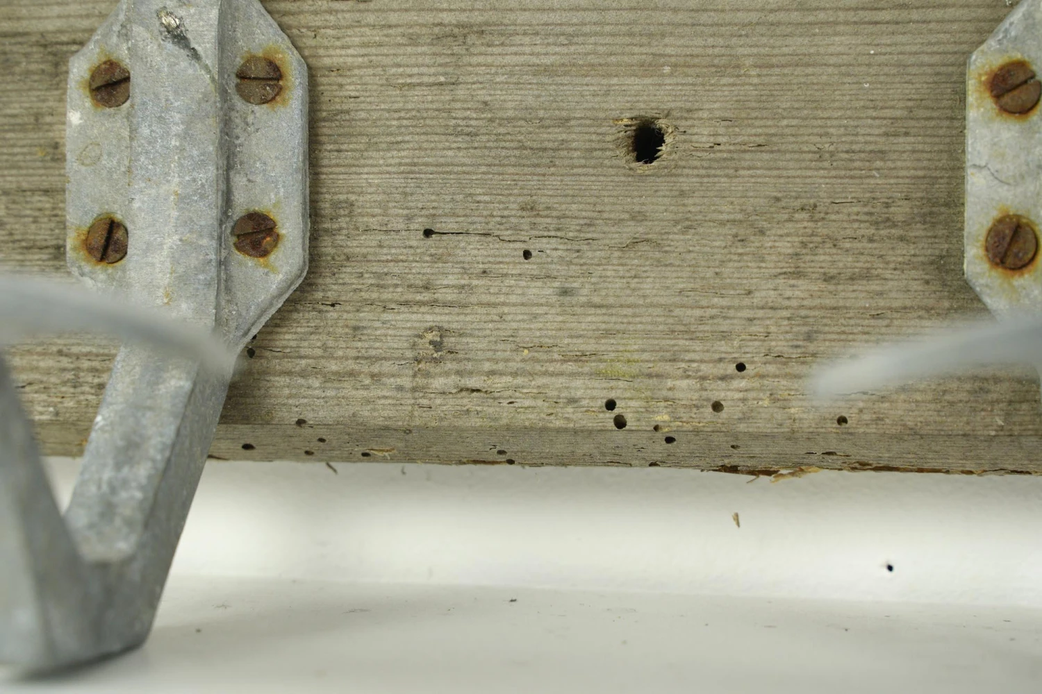 Vintage European French 4 Aluminum Hooks Chestnut Wall Rack 10 Vintage European French 4 Aluminum Hooks Chestnut Wall Rack - Image 8