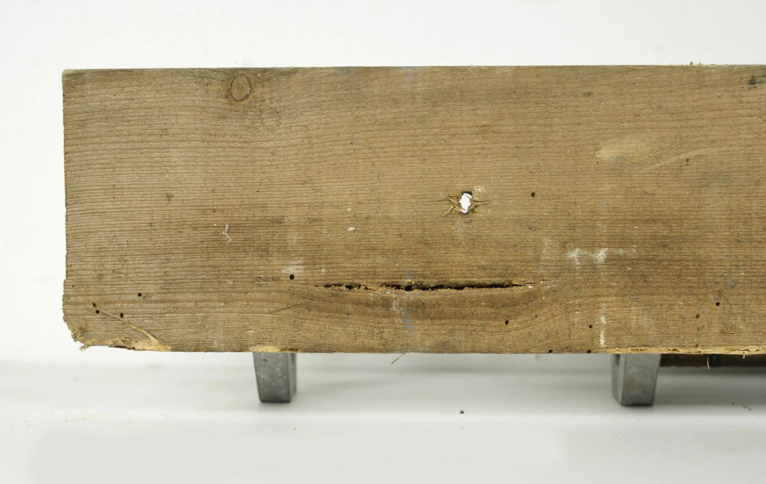 Vintage European French 4 Aluminum Hooks Chestnut Wall Rack 13 Vintage European French 4 Aluminum Hooks Chestnut Wall Rack - Image 11