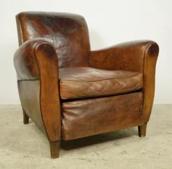 Pair Of European Brown French Leather Club Chairs 21 Pair Of European Brown French Leather Club Chairs -OGT Sale Store 24bel11080 04