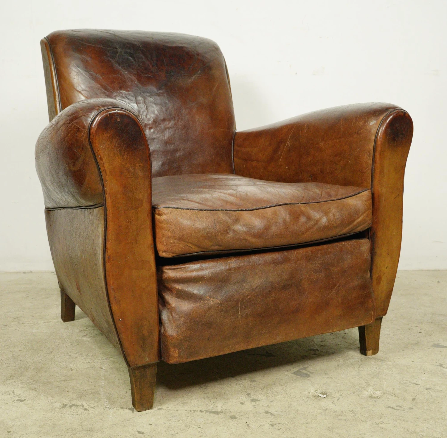 Pair Of European Brown French Leather Club Chairs 6 Pair Of European Brown French Leather Club Chairs - Image 4