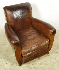 Pair Of European Brown French Leather Club Chairs 22 Pair Of European Brown French Leather Club Chairs -OGT Sale Store 24bel11080 05