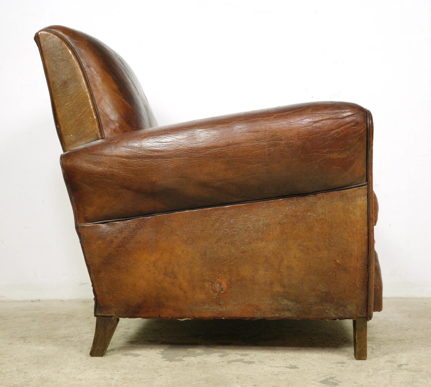 Pair Of European Brown French Leather Club Chairs 8 Pair Of European Brown French Leather Club Chairs - Image 6