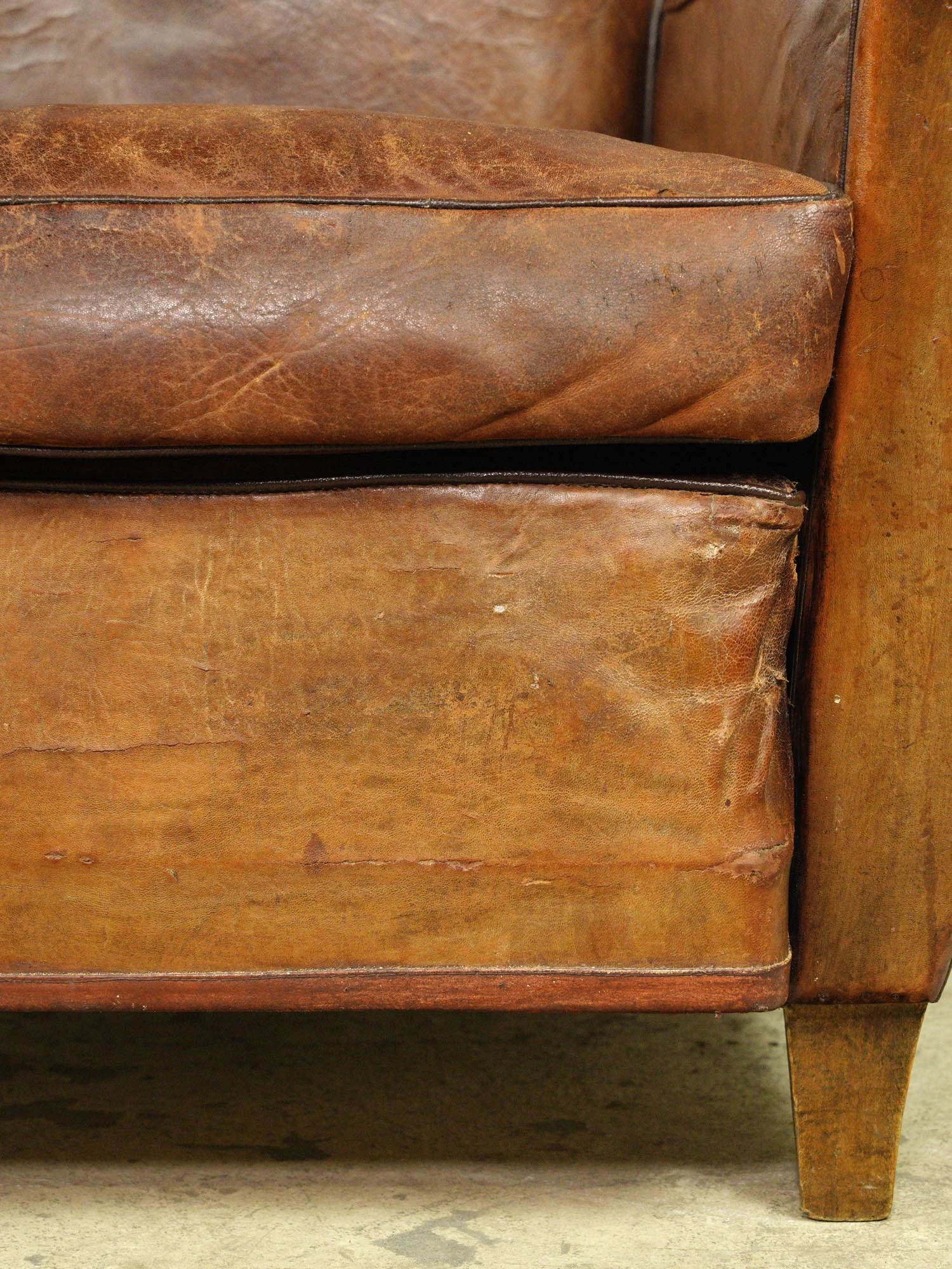 Pair Of European Brown French Leather Club Chairs 14 Pair Of European Brown French Leather Club Chairs - Image 12
