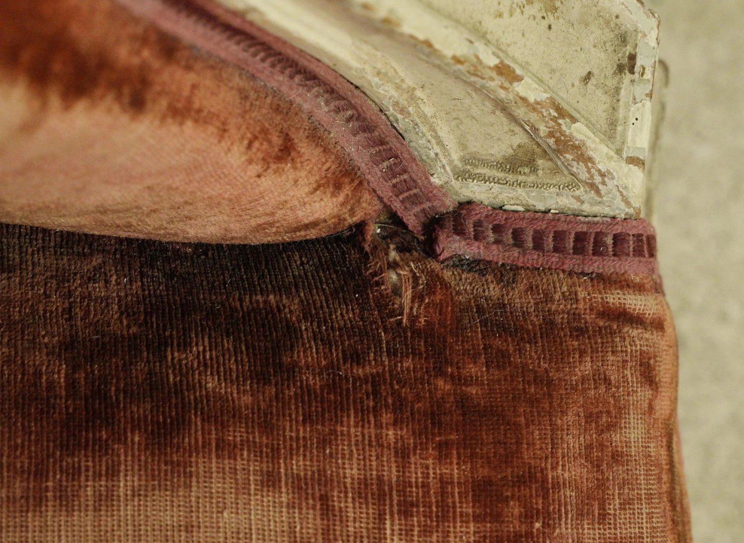 Antique European Velvet & Wood Frame Armchair 12 Antique European Velvet & Wood Frame Armchair - Image 10