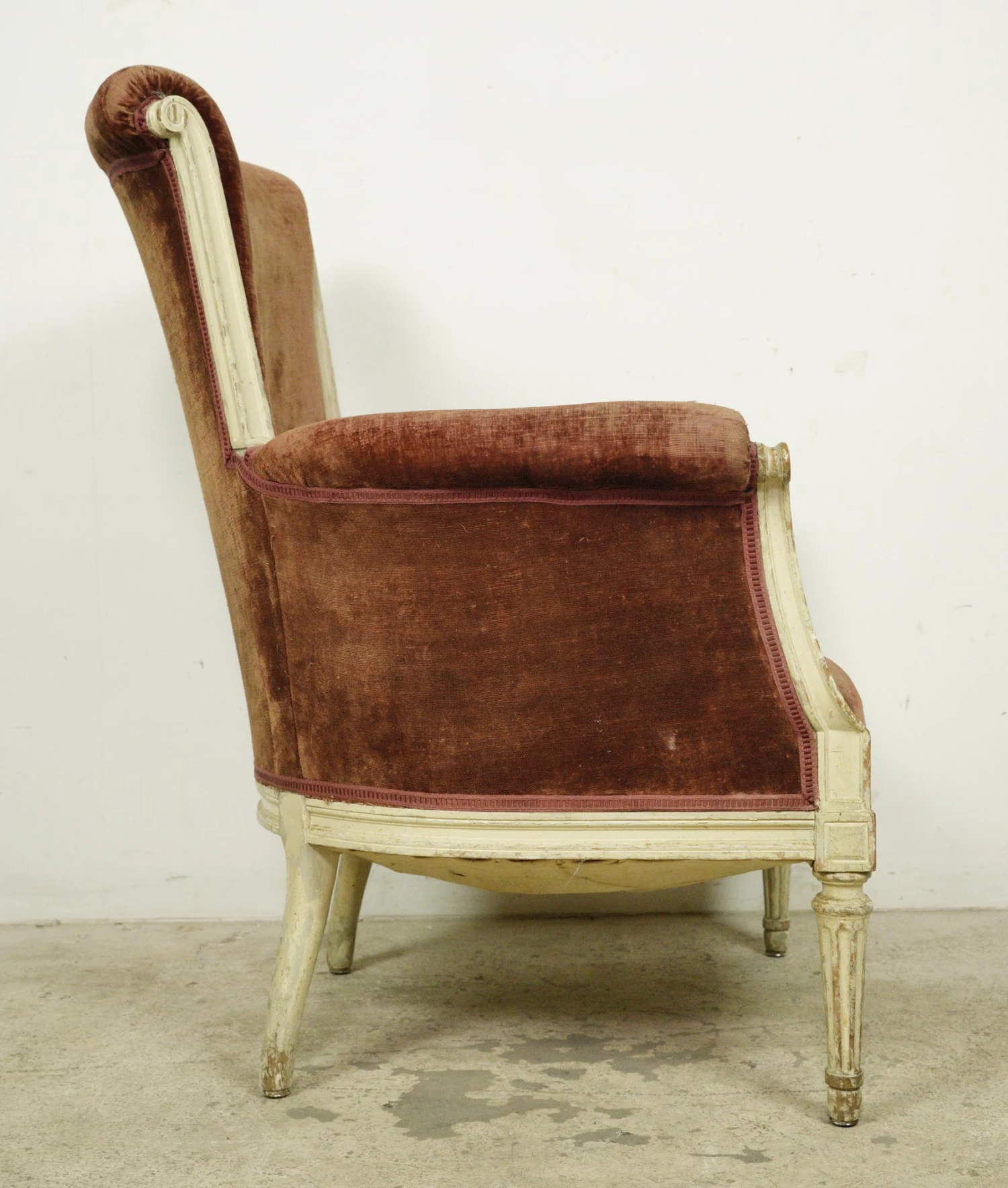 Antique European Velvet & Wood Frame Armchair 13 Antique European Velvet & Wood Frame Armchair - Image 11