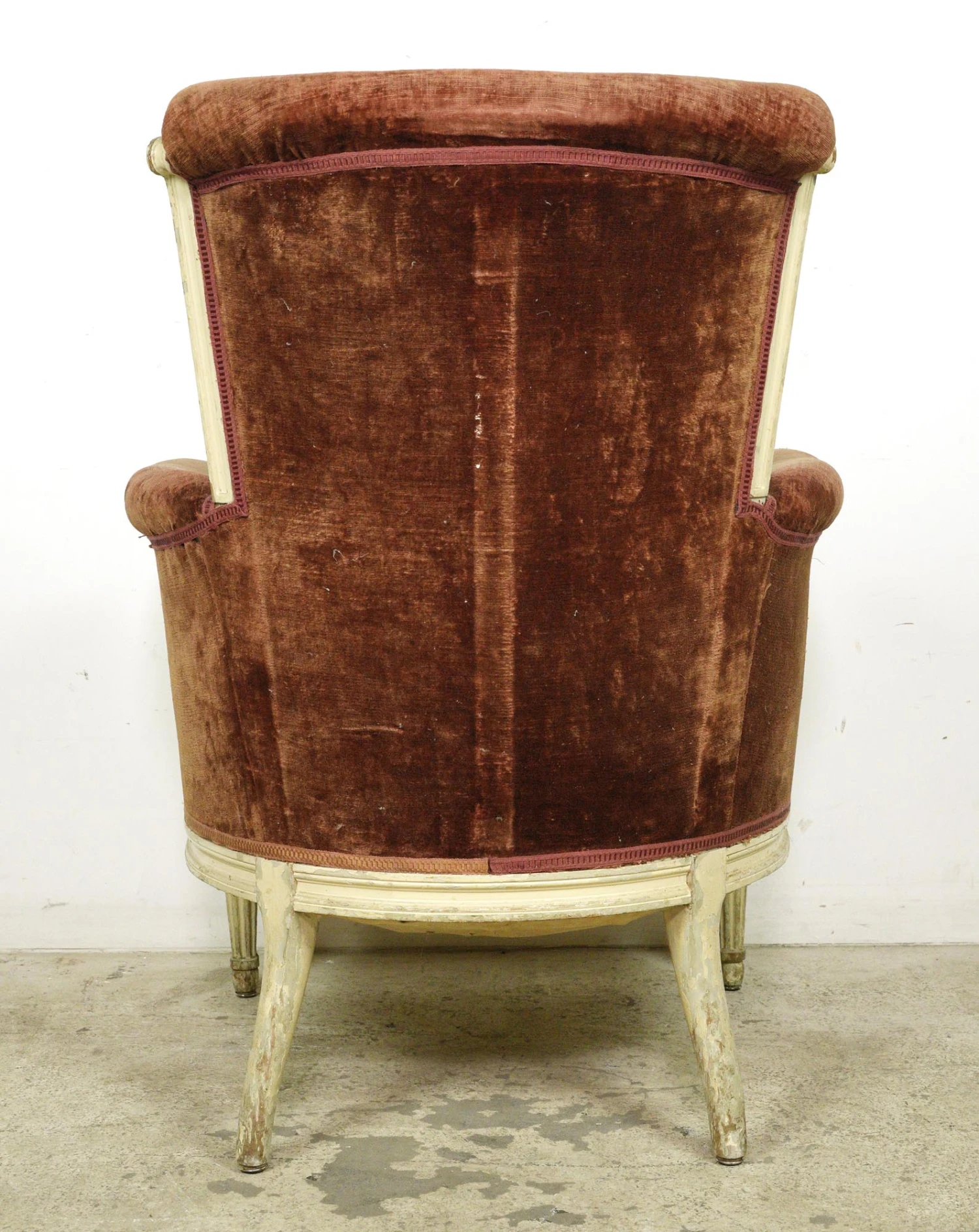 Antique European Velvet & Wood Frame Armchair 15 Antique European Velvet & Wood Frame Armchair - Image 13