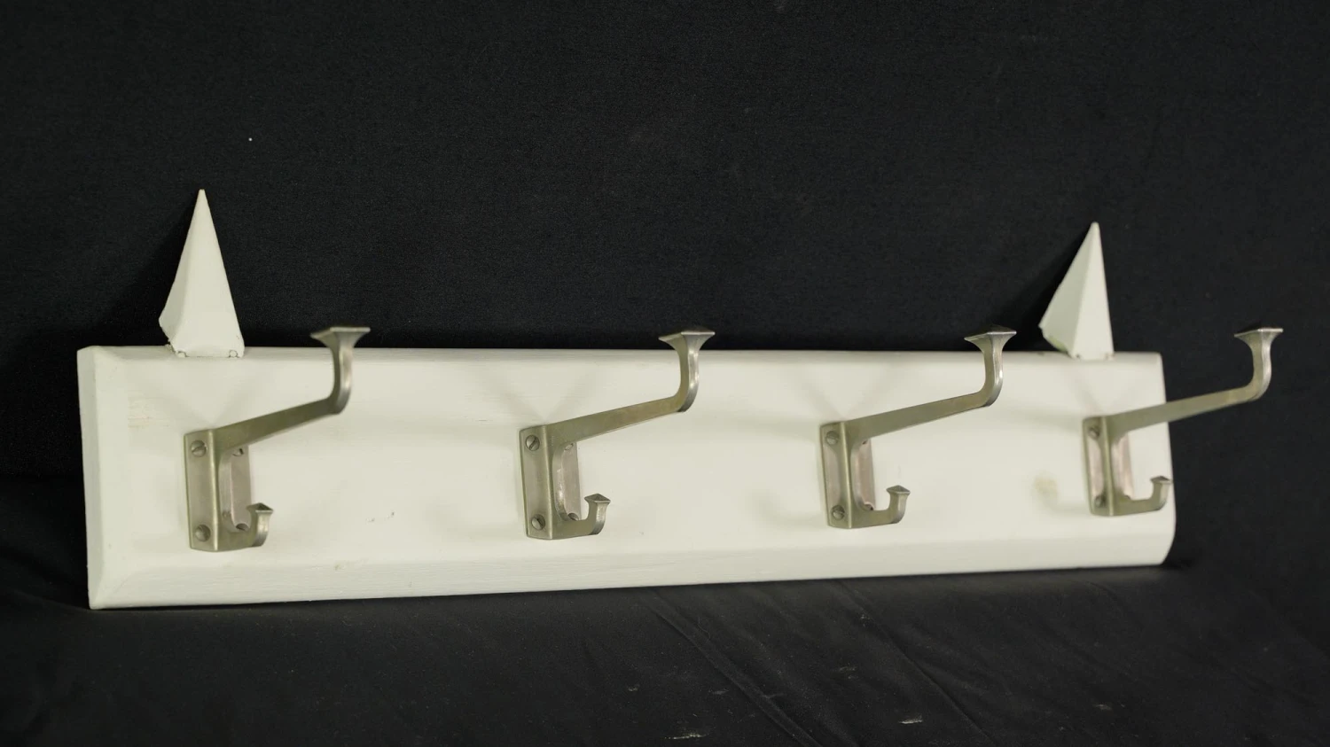 Vintage European 4 Aluminum Hook Spiked Pine Wall Rack 8 Vintage European 4 Aluminum Hook Spiked Pine Wall Rack - Image 6