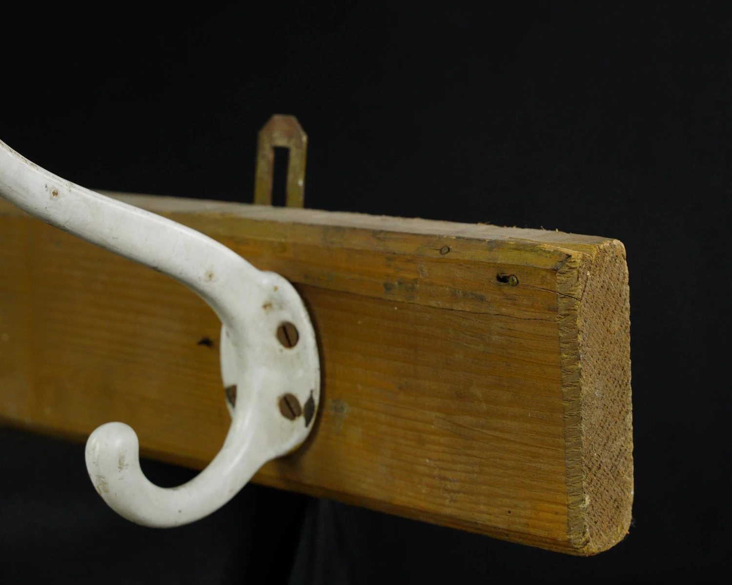 Vintage European 5 Cast Iron Hooks Pine Wall Rack 15 Vintage European 5 Cast Iron Hooks Pine Wall Rack - Image 13