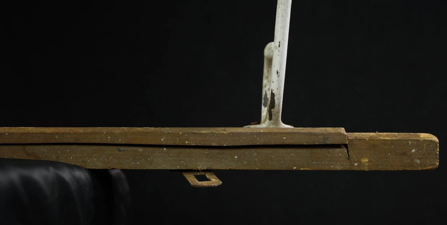 Vintage European 5 Cast Iron Hooks Pine Wall Rack 18 Vintage European 5 Cast Iron Hooks Pine Wall Rack - Image 16