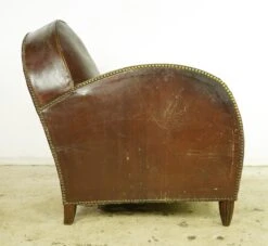 European Art Deco Cow French Leather & Wood Club Chair 16 European Art Deco Cow French Leather & Wood Club Chair -OGT Sale Store 24bel11127 05