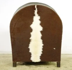 European Art Deco Cow French Leather & Wood Club Chair 18 European Art Deco Cow French Leather & Wood Club Chair -OGT Sale Store 24bel11127 07