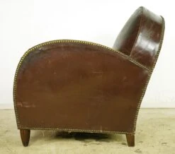 European Art Deco Cow French Leather & Wood Club Chair 21 European Art Deco Cow French Leather & Wood Club Chair -OGT Sale Store 24bel11127 10