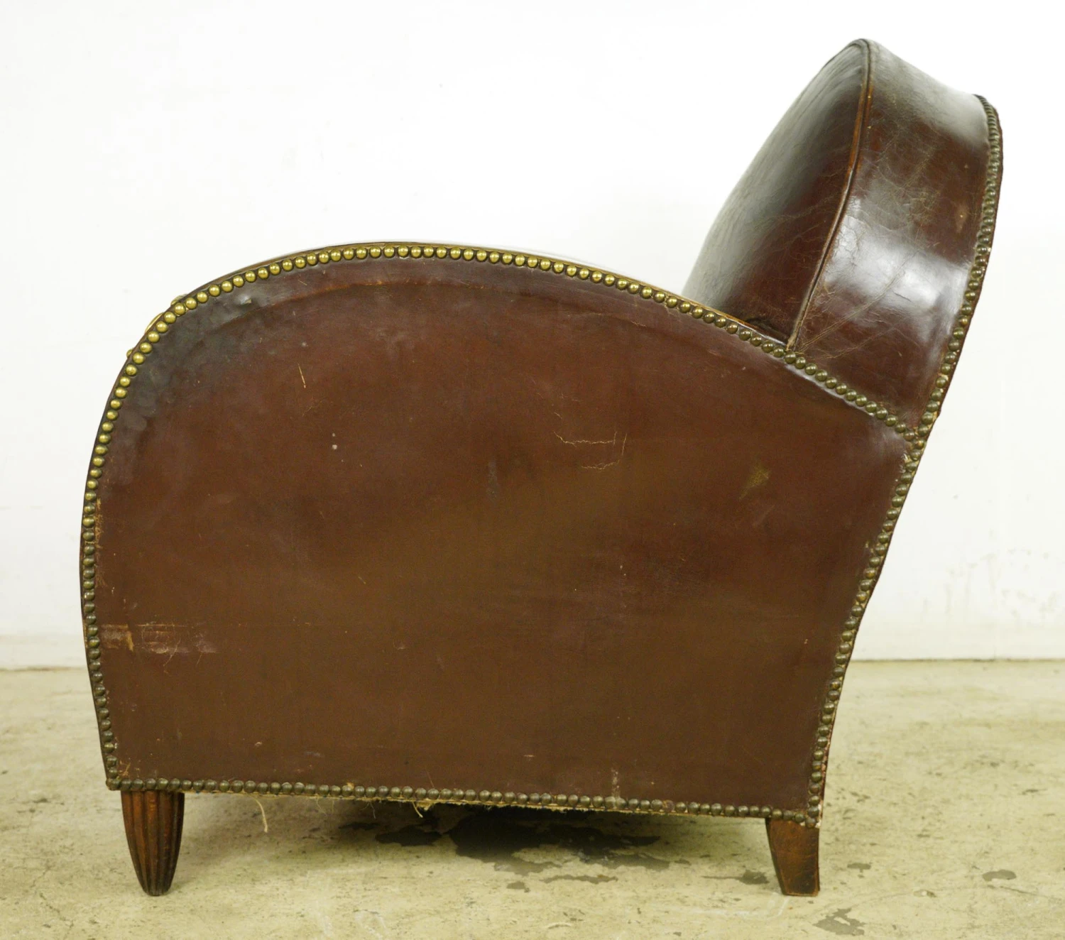 European Art Deco Cow French Leather & Wood Club Chair 12 European Art Deco Cow French Leather & Wood Club Chair - Image 10