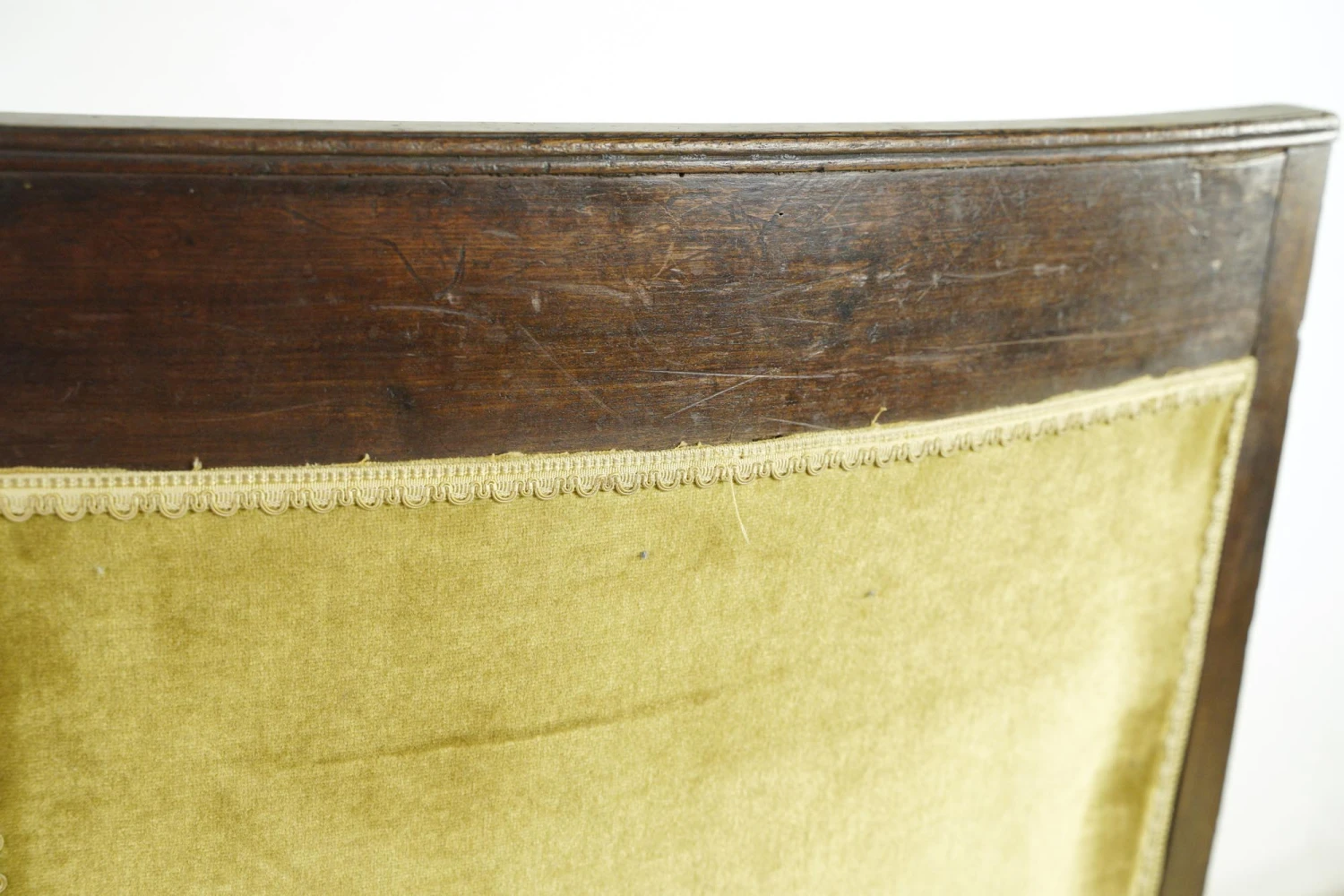 Antique European French Yellow Velvet & Wood Arm Chair 11 Antique European French Yellow Velvet & Wood Arm Chair - Image 9